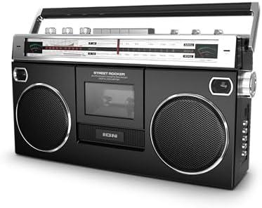Ion Audio 1980S-Style Portable Bluetooth Boombox AM/FM Radio Cassette Player Recorder, VU Meters, USB Recording, Dual Full-Range High Bass Speakers (Black)