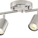 VONLUCE 4 Light Track Light Fixture, LED Track Lighting Kit with Rotatable Track Heads, 3-Color GU10 Bulbs Included, Modern Ceiling Spotlight for Kitchen Office Closet Studio Bedroom, Nickel