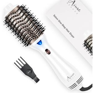 One Step Dryer & Volumizing Hot Air Brush, Blow Dryer, Ceramic Straightener, Curler & Hot Comb 4 in 1 Salon Ionic Hair Styling Tools, White