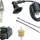 Ignition Coil Fit for Polaris Scrambler 50 90 with Starter Relay Solenoid and Spark Plug,for Polaris Sportsman 90, Predator 50 90 ATV Parts 2001-2006