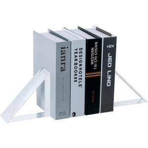 MyGift Decorative Bookends Clear Thick Acrylic Triangle Shaped, Transparent Book Stands for Home Office School Desk, Book Ends Holder for Shelves, 1 Pair, 5 Inch Premium Hotel Style