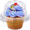 Cupcake Boxes Individual Cupcake Containers, 50 Packs Regular Single Cupcake Holder High Topping for Muffins, Thicker Stackable Plastic Cupcake Carrier for Party (50 pack)