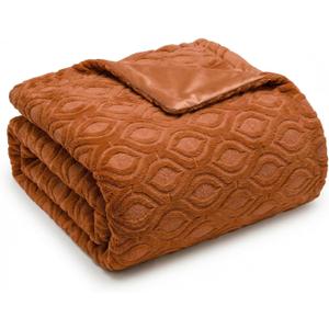 Horaldaily Solid Color Caramel Orange Faux Fur Throw Blanket 50x60 | All Season Using Ultra Soft Fuzzy Plush Cozy Non-shedding 3D Textured Blanket for Couch Sofa Bed, Ideal Gift for Kids Adults