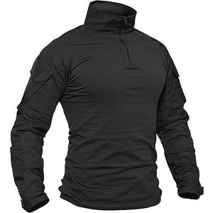 TACVASEN Men's Tactical Shirt Long Sleeve Combat Shirt 1/4 Zip with Pockets Military Army Paintball Airsoft Breathable, XL