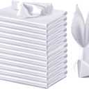 VACVELT 12 Pack White Satin Napkins 12x12 Inch Wedding Napkins, Scalloped Elegant Dinner Napkins Square Table Napkins Decor, Silky Satin Cloth Napkins for Restaurant Banquet Graduation Party