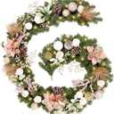 WBHome Pre-lit 9 Feet/108 Inch Christmas Garland, Rose Gold Lighted Garland with 50 LED Lights for Indoor Outdoor Xmas Decor Holiday Decorations, Battery Operated (Batteries NOT Included)