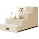 COZY KISS Dog Stairs for Small Dogs 15.7" H, 4-Step Gentle Incline Pet Step for Couch Sofa, Non-Slip Right-Angle Dog Ramp for Puppy Doggie Senior Cats, 15.7x23.6x15.7 Inch, Beige