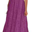 MEROKEETY Women's 2026 V Neck Short Sleeve Floral Lace Wedding Dress A Line Boho Bridesmaid Cocktail Party Maxi Dress (Plum, L)