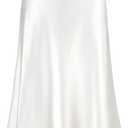 2026 Women's Satin Midi Skirt Elastic High Waisted A Line Spring Summer Flowy Silk Long Skirts for Women Large