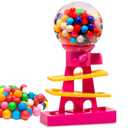 Tower Gumball Machine for Kids - 10" Gum Machine Toy Bank - Candy Machine Dispenser Includes 25 Dubble Bubble Gum Balls - Candy Dispenser Machine Christmas Gift Toys for Girls and Boys - Playo (Pink)
