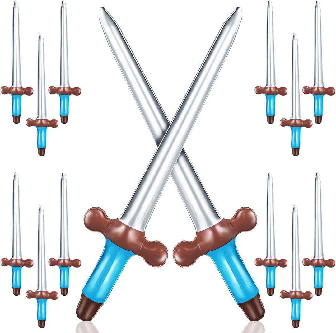 15 Pcs Inflatable Pirate Swords,Inflated Plastic Blow Up Sword Toy,Theme Party Birthday Swimming Pool Party Supplies Favors,Halloween Pirate Costume Accessories Stage Props