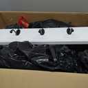 Wood Coat Rack Wall Mounted - 22 Inches, 5 Hooks, Heavy Duty, for Coat Hat Towel Purse Robes Mudroom (White Base & Black Hook)