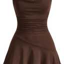 SOLY HUX Cute Halter Mini Dresses for Women Summer Sexy Club Party Backless Short Sundress (Medium, Chocolate Brown)