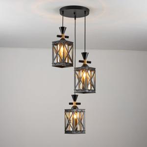 3-Lights Semi Flush Mount Ceiling Light Fixture, Farmhouse Light Fixtures, Ceiling Light Decor for Kitchen, Foyer, Entryway, Matte Black