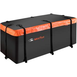 MeeFar Hitch Mount Cargo Carrier Bag Soft Shell 100% Waterproof 16 Cubic Feet (58" 24" 19") Include 8 Reinforced Straps for Truck Pickup All Vehicle with Steel Cargo Basket