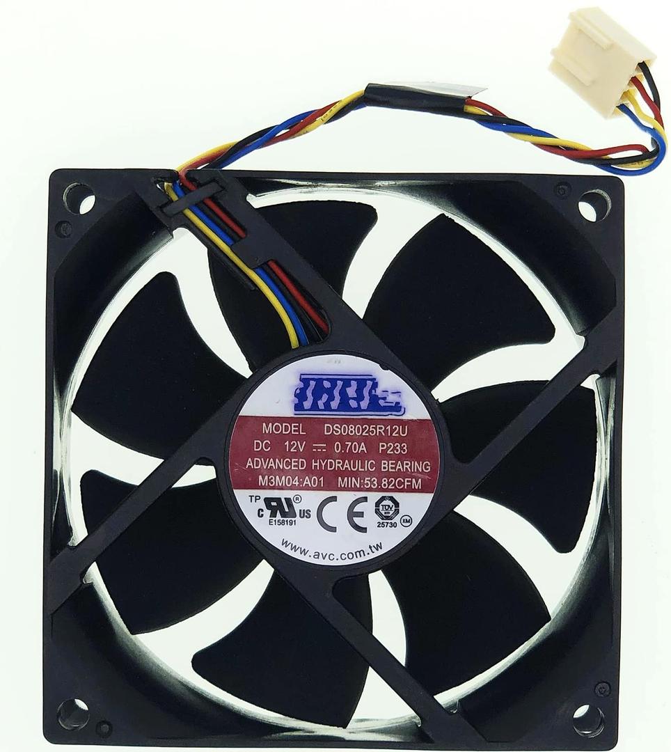 for AVC DS08025R12U 8025 CPU Case Fan 4-Wire/4-pin 64CFM DC12V 0.70A Compatible with Dell TJ5T2XPS 8100 Inspiron 580 580s