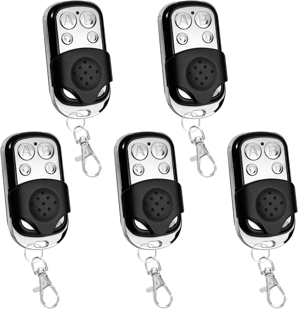5Pcs Universal Garage Door Remote Control 433 MHz, Wireless Garage Door Opener Cloning Key Fob with 4 Buttons with Key Cover Slide, Gate Wireless Fob,Car Garage Door, Roller Shutters