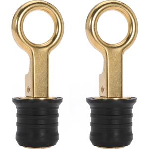 Boat Drain Plug - O-Handle Snap Plug, Brass/Stainless Steel, Rubber