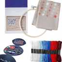 Red White & Bloom Embroidery Kit, US 250th Anniversary 365-Day Floral American Flag Cross Stitch Set for Beginners Adults, Veterans, Patriotic Craft Gift