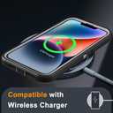 for iPhone 13 Case with 2Pcs Tempered Glass Screen Protector and 1Pcs Camera Lens Protector, Military Grade 3 in 1 Heavy Duty Shockproof/Drop Proof/Dust Proof Case (Black/Grey)