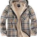 Elesuit Men's Full Zip Fleece Flannel Jackets Shirt Plaid Cotton Hoodies Soft Warm Coat for Men with Hood (X-Large)