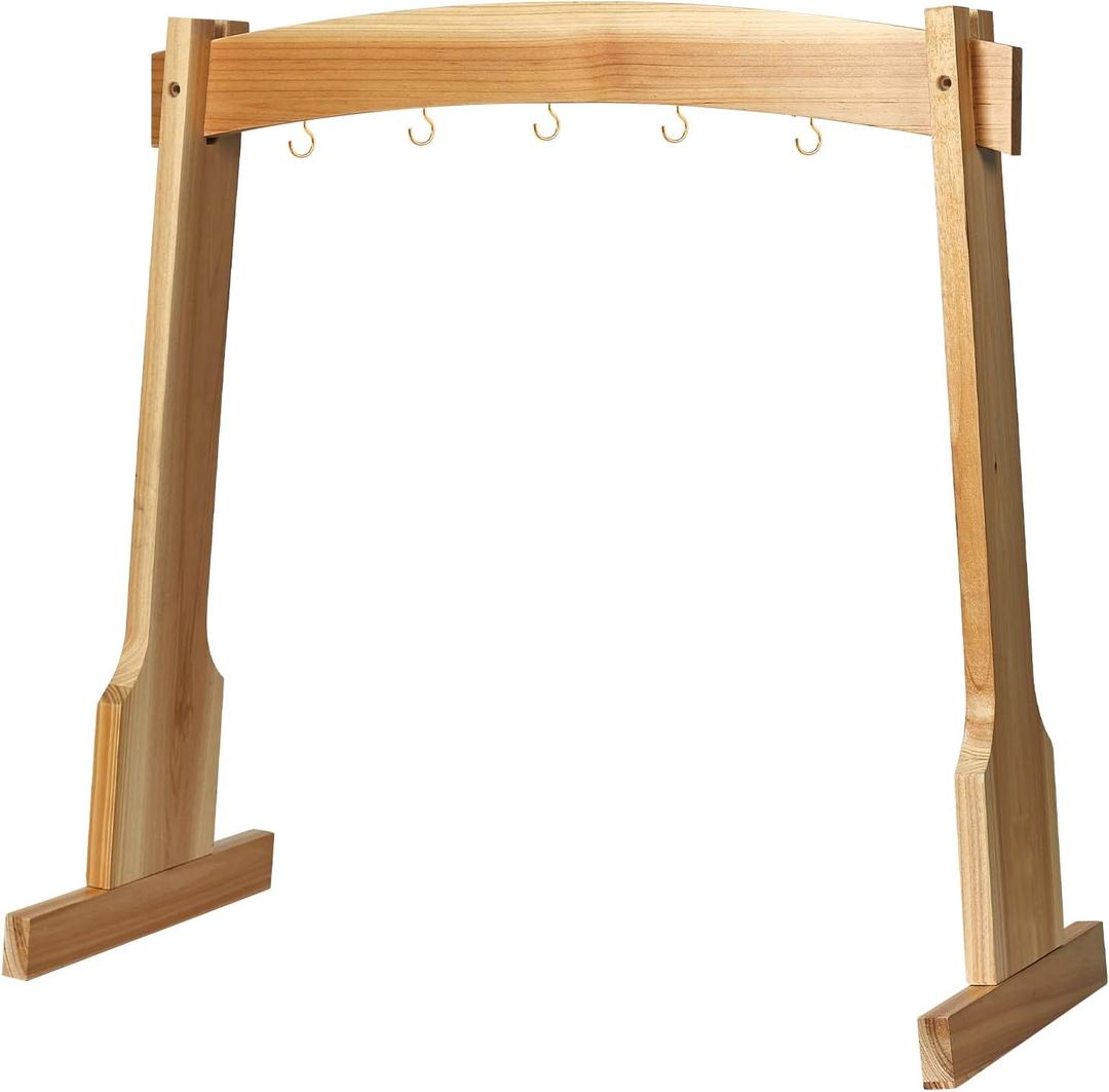 Chime Stand for 5 Chimes, 14" Gong Target Stands, Wind Chimes Wood Stand, Light & Portable Multipurpose Stand, Easy Assembly for Sound Healing, Meditation, Yoga