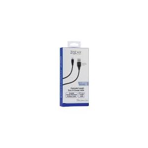 Zgear DC-APP8PMB6M-BC Cable, Nylon Fiber, Black/Chrome, 6 ft L