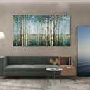 Large Birch Tree Wall Art Framed Forest Landscape Painting - Nature Wall Art for Living Room, Oversized Canvas Pictures for Wall Decor, Green Wall Decor Framed Artwork for Walls 29x58 Inches