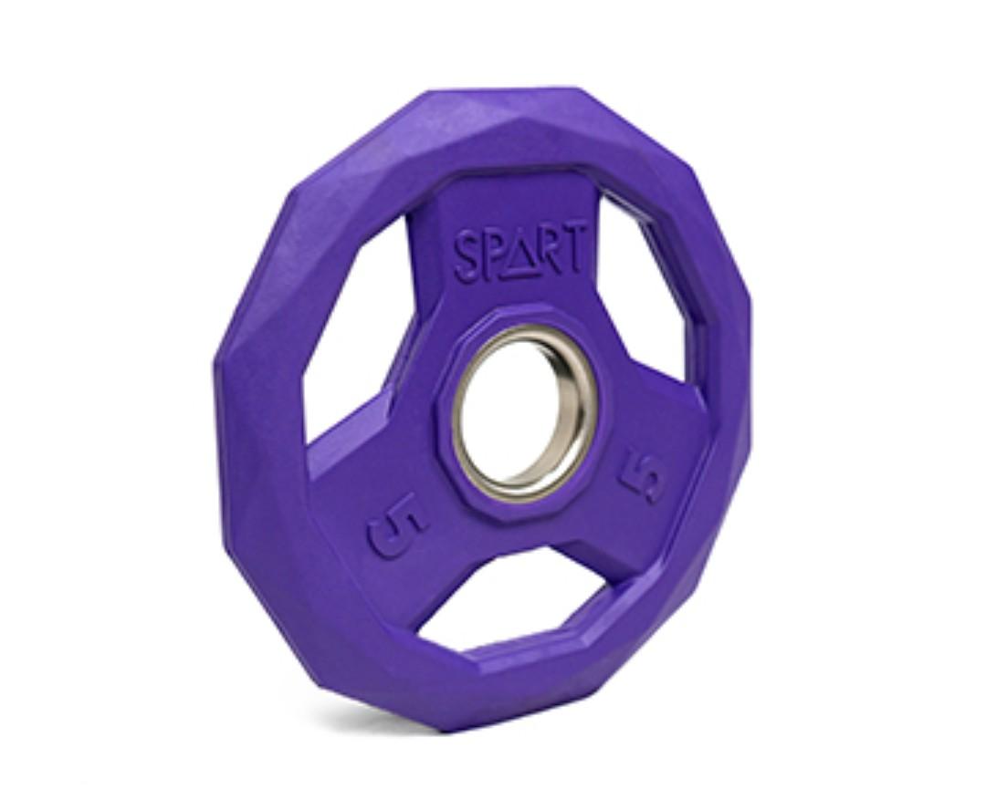 SPART Color Coded Weight Plate 2-Inch Pack of 2, Rubber Coated Olympic Grip Plate for Barbell, Solid Cast Iron Weight Plates for Strength Training, Weightlifting, Crossfit, Home Gym, Purple