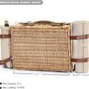 Multifunctional Wicker Picnic Basket Set for 4 with Blanket and Picnic Table, Insulated Picnic Set with Full Tablewares for Camping Outdoor Couples,Natural