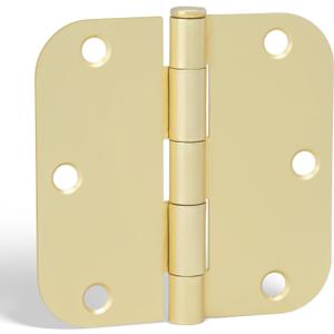 Goldenwarm 6-Pack 3.5 Inch Polished Brass Door Hinges - Bright Gold Hinges for Interior Doors - 3-1/2'' x 3-1/2'' with 5/8'' Radius Corners