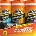 Armor All Protectant, Glass and Cleaning Wipes, Wipes for Car Interior and Car Exterior, 30 Count Each (Pack of 3) (90 Count)