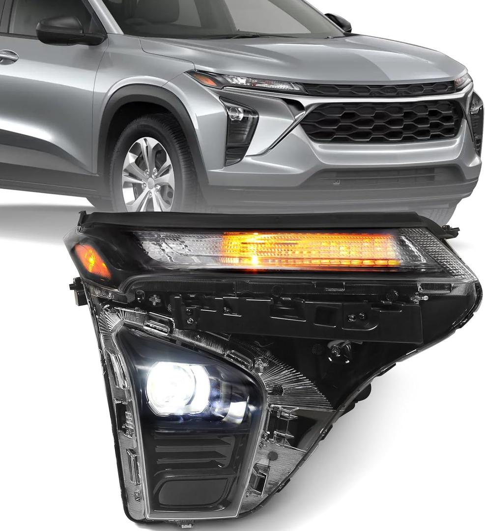 Huray Right Headlight Assembly Fit for Chevy Trax LS/1RS 2024 2025 RH w/o LED DRL Projector Headlamp OE Factory Head Light Replacement for GM2503552 42907056 Passenger Side