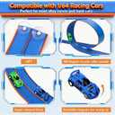 Flexible Tracks 15 Ft Flex Race Car Track for Kids Toy-DIY Car Track Set with 1/64th Rebound Cars Portable Rolls Up Race Tracks with Strong Suction Cups-Great Gifts Toys for Boys Girls Ages 3+