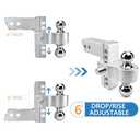 Adjustable Trailer Hitch - Tlvuvmo Aluminum Drop Hitch (Fits 2.5'' Receiver), 6 Inch Drop/Rise, 18,500 LBS GTW Heavy Duty Truck Hitch, (2'' & 2-5/16'') Chrome Plated Steel Balls - Tow Hitch Ball Mount