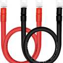 2 AWG Battery Cables with Terminals, 2PCS Copper Battery Cables with 5/16 ring terminals(Positive & Negative,2FT).