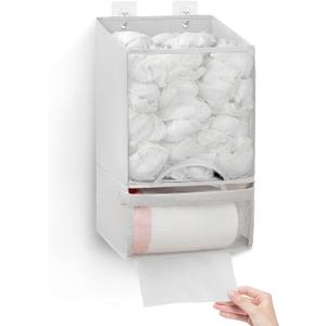 HOUSE AGAIN Plastic Bag Holder-Extra Large Bag Saver Dispenser Wall Mount Organizer Grocery Trash Roll Bag Holder Dispenser-Daily Storage Solution for Kitchen/Bathroom/Laundry/in-Home Recycling Bins (Light Grey)