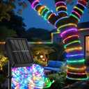 LairtPOW Solar Rope Lights 39FT IP65 Waterproof Outdoor Lights LED Copper Fairy String Tube Lights for Party Garden Yard Home Wedding Christmas Halloween Holiday Tree Decoration Lighting(Multi Color)