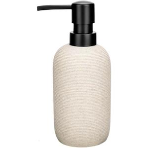 1pcs Hand Soap Dispenser Set, Sandstone Textured Resin Liquid Soap Dispenser for Bathroom Countertop, Heavy & Sturdy Dish Wash Soap Dispenser for Kitchen, Matte Beige
