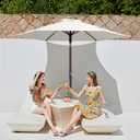 JEAREY 7.5FT Patio Umbrella Outdoor Market Umbrella with 6 Sturdy Ribs, Push Button Tilt/Crank Table Umbrella for Garden, Deck, Backyard and Pool, Off-White