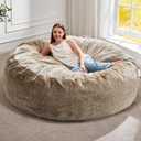 Hobestluk Bean Bag Chairs Giant Beanbag Chair with Filler, Memory Foam Bean Bags with Fluffy & Machine Washable Cover, Bean Bag Chairs for Aduts for Living Room, Bedroom (BROWN, 5FT - 50 x 50 x 24)