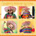 Unittype 6 Pcs Mxeican Costume Set Sombrero Hat Serape Poncho Mustache Maracas Fiesta Outfit Mexco Accessories