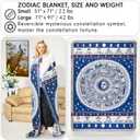 Boho Woven Throw Blanket Reversible Cotton Bohemian Tapestry Hippie Room Decor Witchy Astrology Zodiac Celestial Constellation Carpet Bed Chair Couch Sofa Cover Double Sided (Blue, S: 71x51)