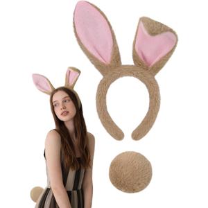 ROC PARTY Easter Bunny Ears Headband Set - Rabbit Ears Hairbands Halloween Costume Accessories
