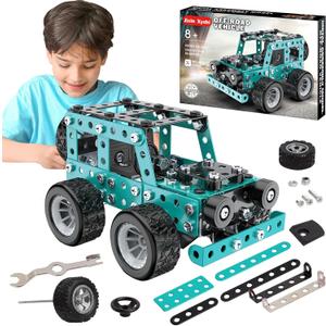 Buildable 3D Metal Engineering Kit 194-Piece STEM Set for Ages 8-16 Develops Logic Skills DIY Project Ideal Gift for Kids (Blue)