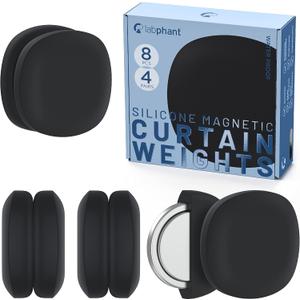 Shower Curtain Magnet Weights - Silicone Encased Magnets for Weighted Shower Curtain with Liner - Anti-Rust Indoor/Outdoor Curtain Drapery Weights - Holds Tablecloths in Place (Black)