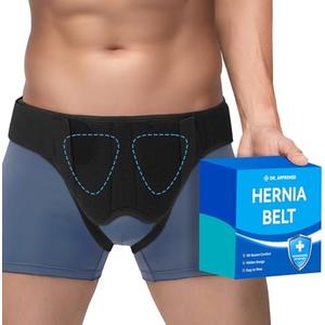 Tovrinala Hernia Belt for Men and Women, Hernia Support Truss for Single/Double Inguinal, Adjustable Waist Strap with 2 Removable Compression Pads, Black L