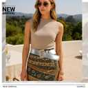Giomos Chunky Western Belts for Woman, Boho Leather Belt with Big Buckle, Cowgirl Hip Fashion Accessory for Dresses (Gray)