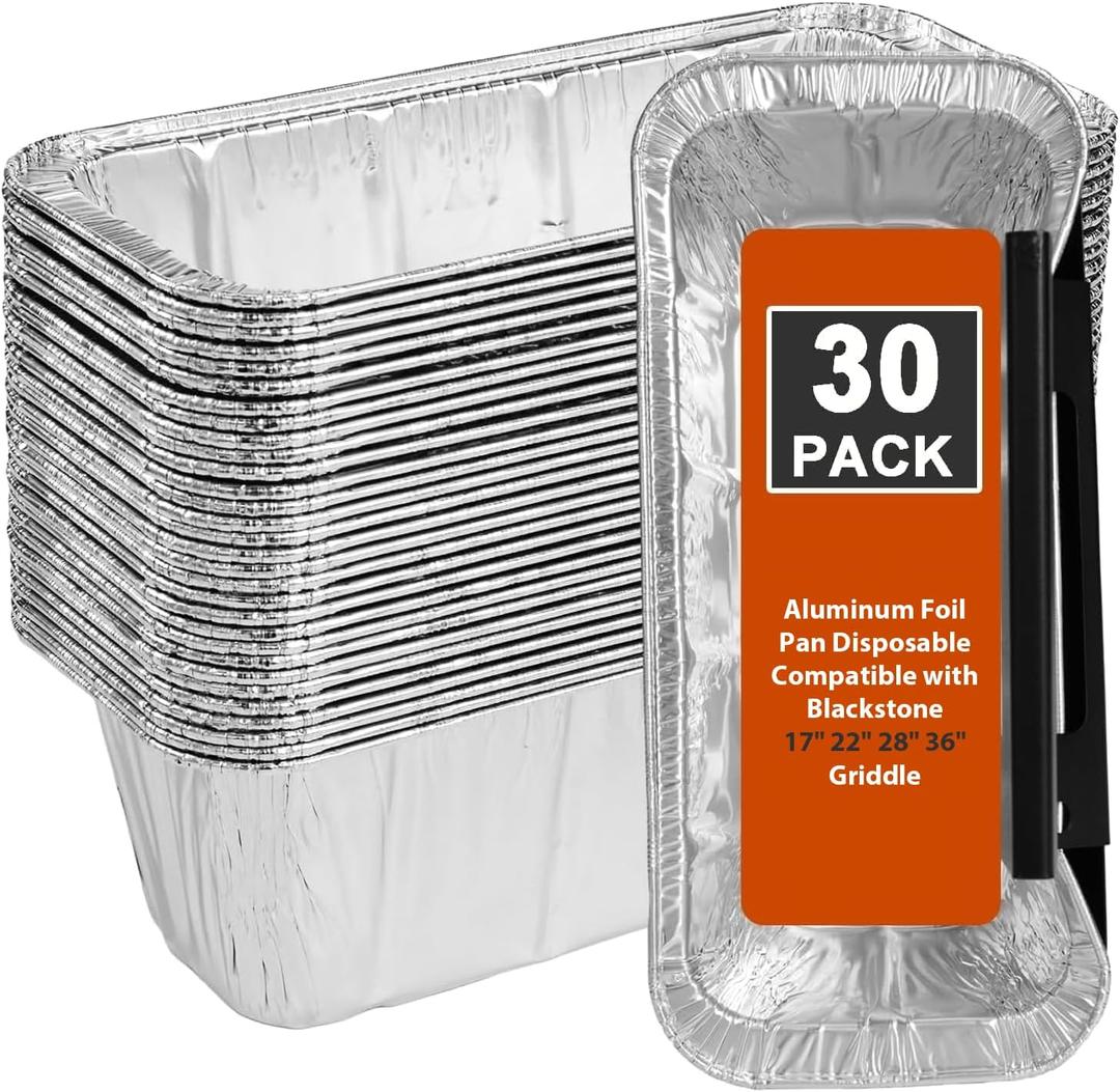 Grease Cup Liners Compatible with Blackstone Griddle 5017 - Griddle Accessories, Disposable Grill Tray, Aluminum Foil Drip Pan Grease Catcher Cup Liner for 17, 22, 28, 36 Inch (30 Pack)