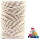 FLIPPED 100% Natural Cotton Macrame Cord,5mm x110 Yards Macrame Cords Colored Cotton Macrame Rope Craft Cord for DIY Crafts Knitting Plant Hangers Christmas Wedding Dcor (Beige, 5mm110yards)